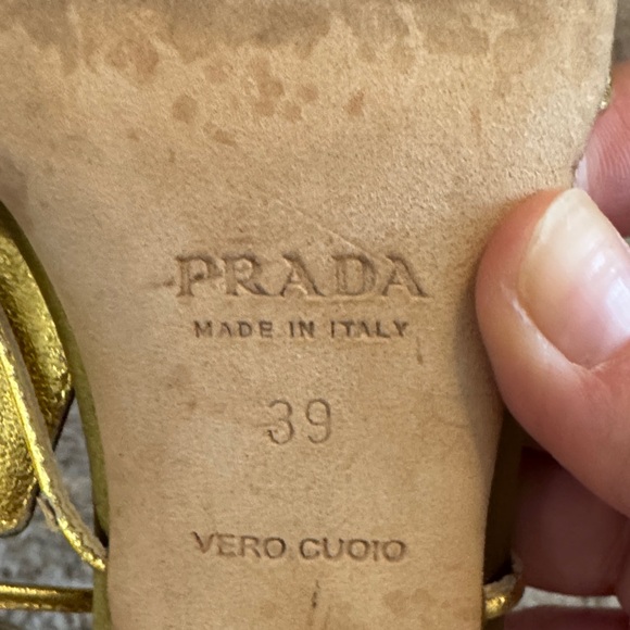 Prada Metallic Gold Jeweled Strappy Heels - Picture 9 of 9